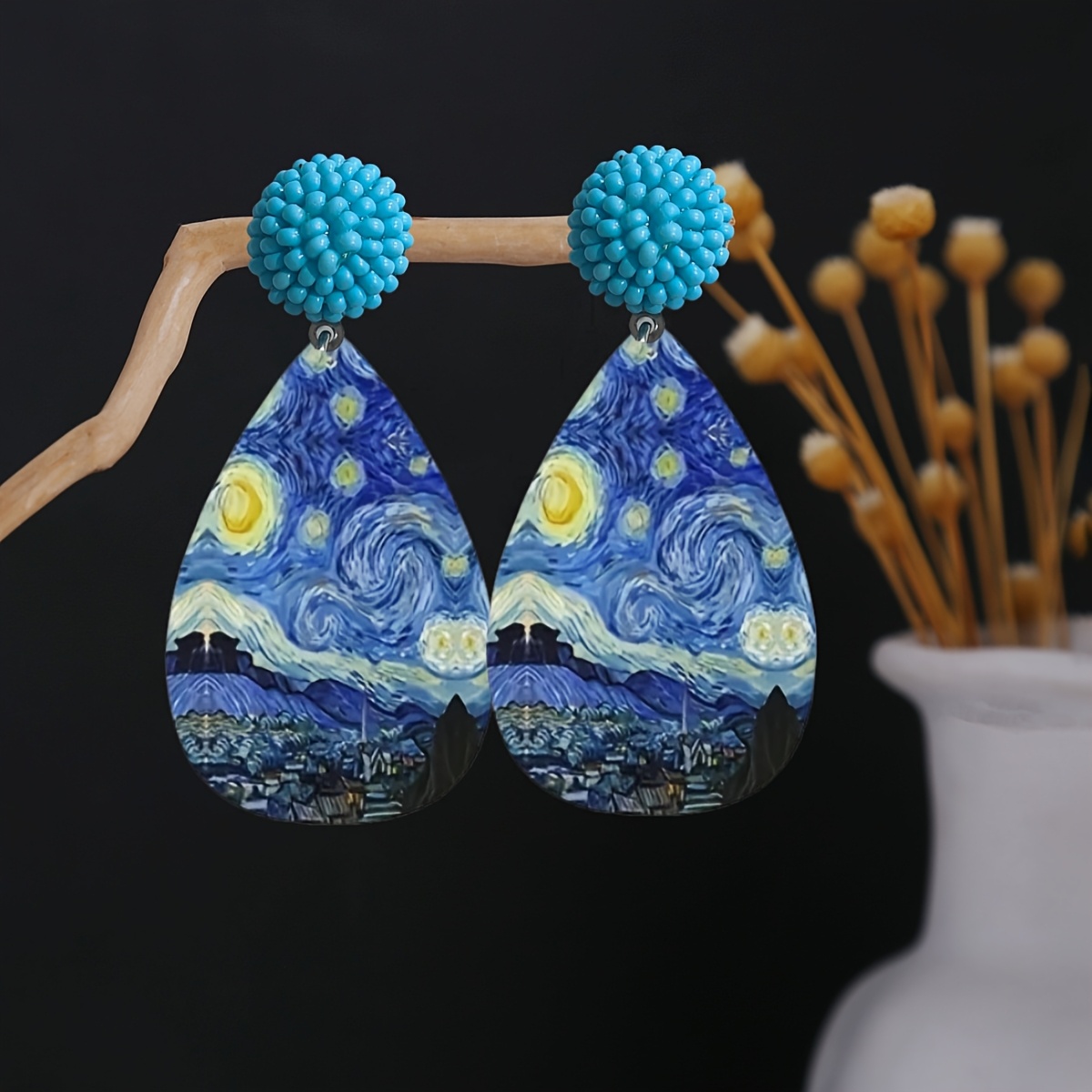 Handmade Vintage Artistic Van Gogh Starry Night Teardrop Bracelet